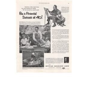 Vintage Original Mutual Benefit Life Insurance Magazine Advertisement 1950s B&W